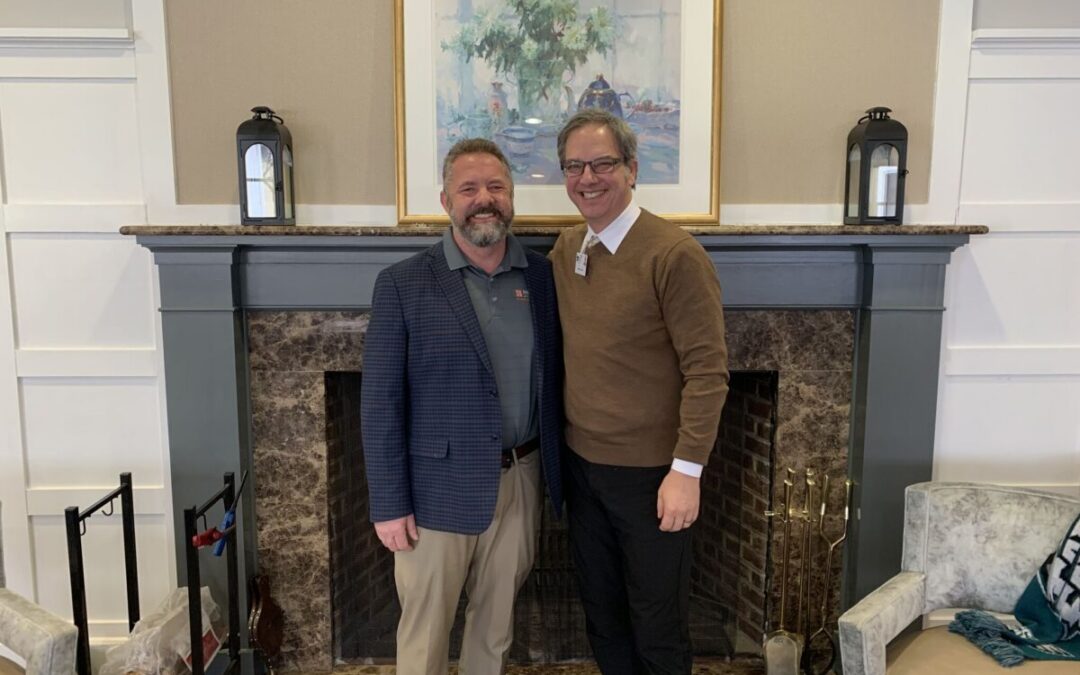 Mark Goetz of HomeCare Advocacy Network with Michael Shaw, President and CEO of White Horse Village, during their partnership launch in Pennsylvania.